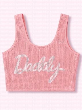 Dolls Kill Daddy Pink Sequin Crop Tank Top Y2K Glam XS Pastel Princess Kawaii